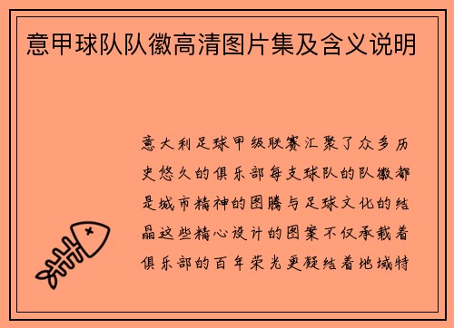 意甲球队队徽高清图片集及含义说明